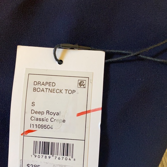 NWT Theory Navy Boatneck Cap Sleeve Blouse Tank - Picture 6 of 9